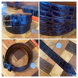Vintage Hickok Genuine Alligator Brown Alligator Mens Belt Size US 38 Made in US